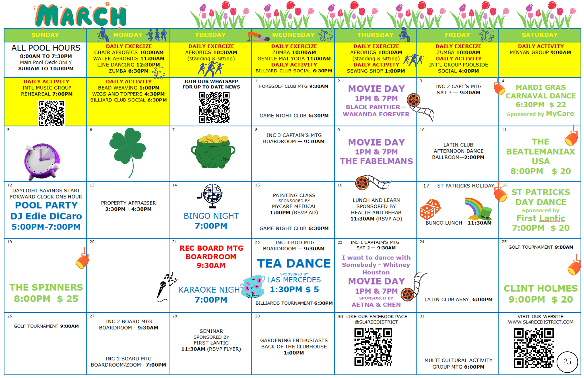 Activities Calendars Sunrise Lakes Phase 4 Recreation District